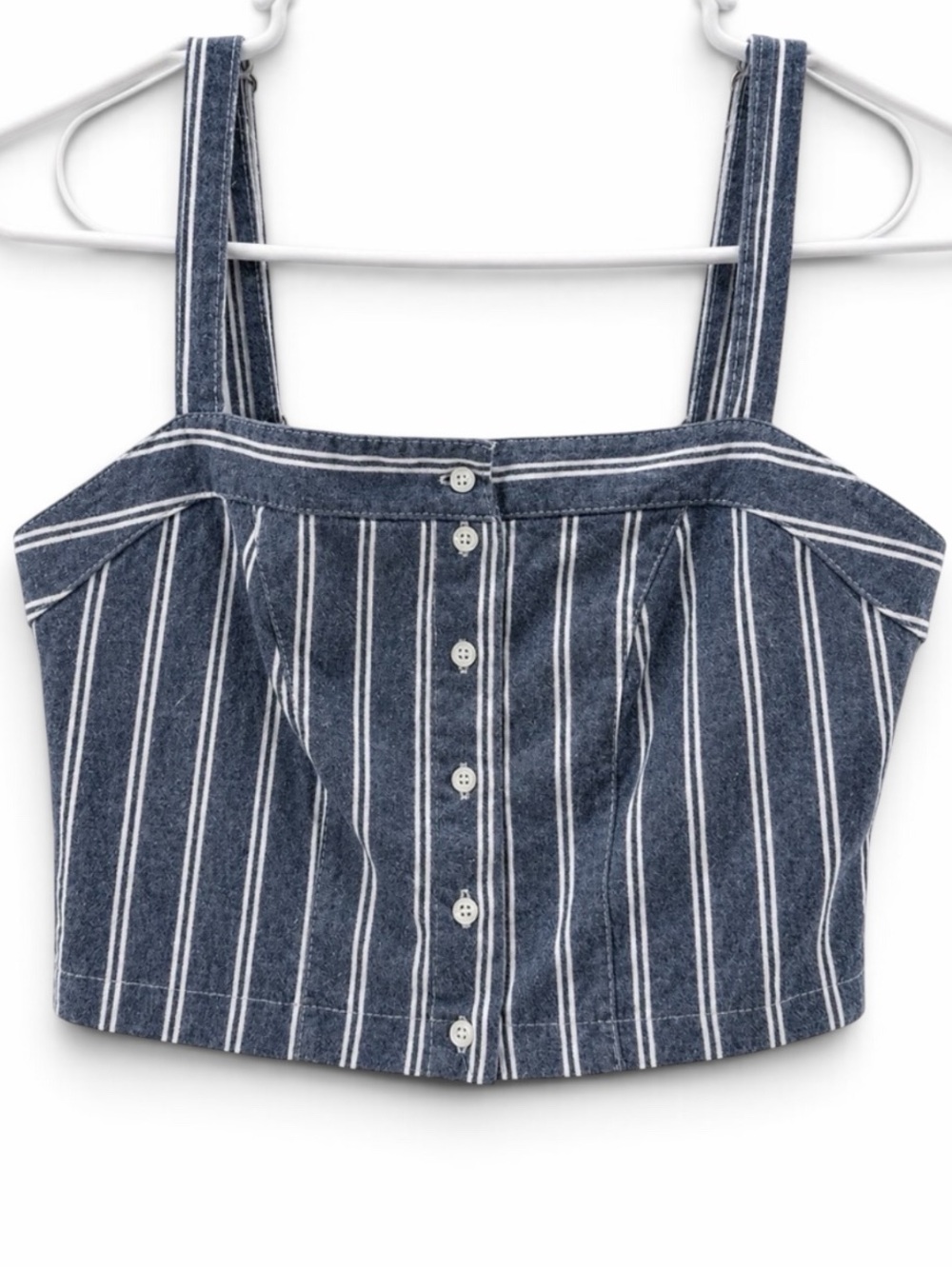Brandy Melville Astrid Striped Button-Front Cropped Tank Top